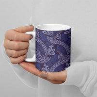 Deep Blue Monstera Ceramic Mug Polynesian Tribal Pattern LT01 - Polynesian Pride