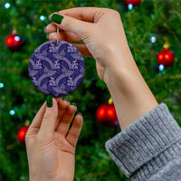 Deep Blue Monstera Ceramic Ornament Polynesian Tribal Pattern LT01 - Polynesian Pride