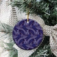 Deep Blue Monstera Ceramic Ornament Polynesian Tribal Pattern LT01 - Polynesian Pride