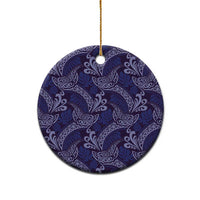 Deep Blue Monstera Ceramic Ornament Polynesian Tribal Pattern LT01 - Polynesian Pride