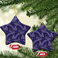 Deep Blue Monstera Ceramic Ornament Polynesian Tribal Pattern LT01 Star Blue - Polynesian Pride