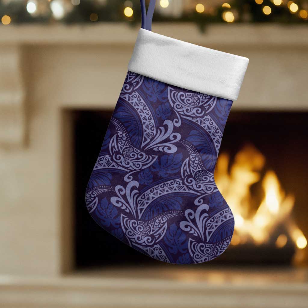 Deep Blue Monstera Christmas Stocking Polynesian Tribal Pattern LT01 Set of 2 Blue - Polynesian Pride