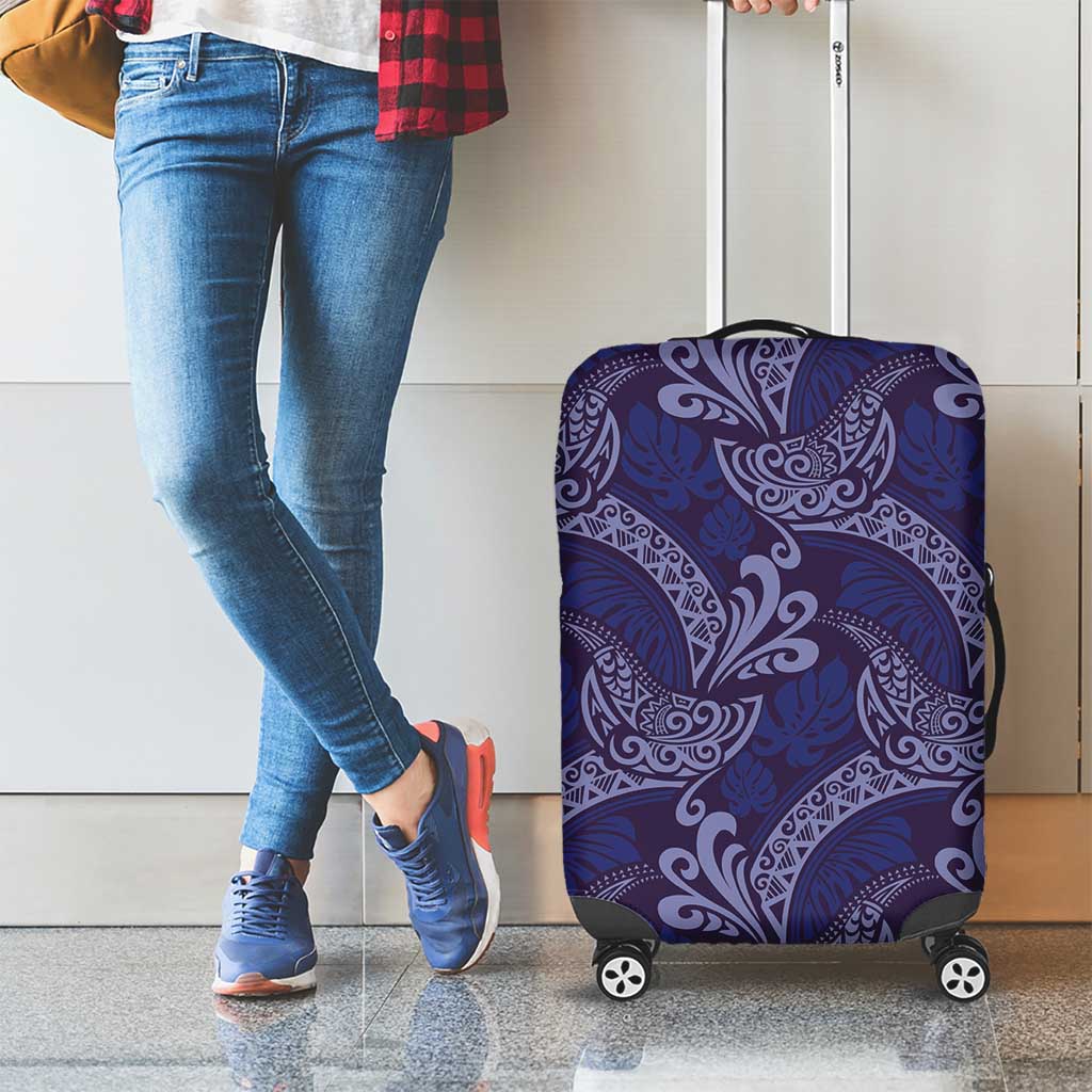 Deep Blue Monstera Luggage Cover Polynesian Tribal Pattern LT01 - Polynesian Pride