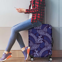 Deep Blue Monstera Luggage Cover Polynesian Tribal Pattern LT01 - Polynesian Pride