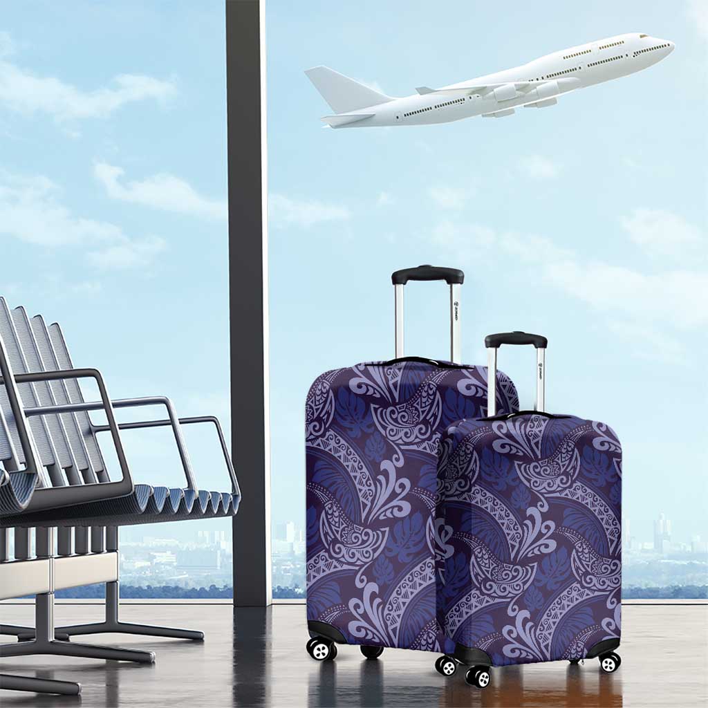 Deep Blue Monstera Luggage Cover Polynesian Tribal Pattern LT01 - Polynesian Pride