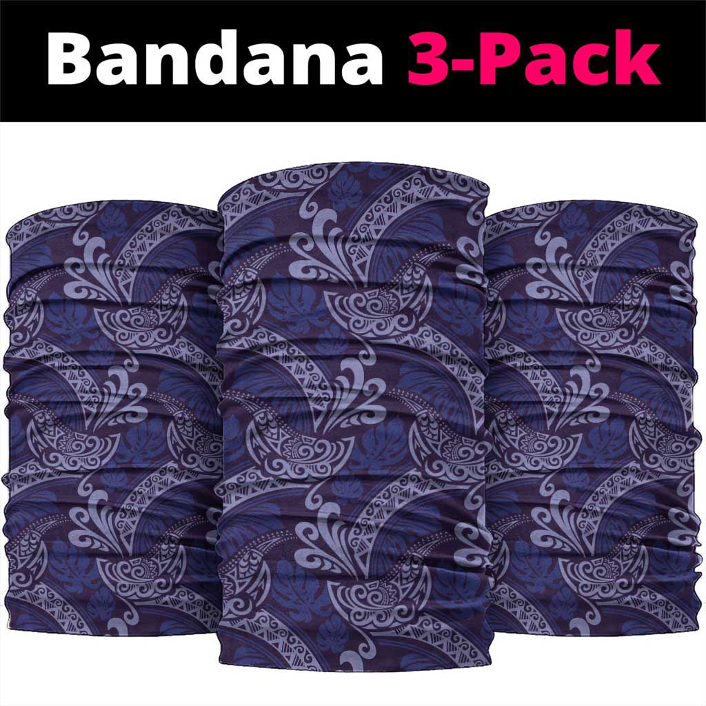 Deep Blue Monstera Neck Gaiter Polynesian Tribal Pattern LT01 package One Size: 25*50cm Blue - Polynesian Pride