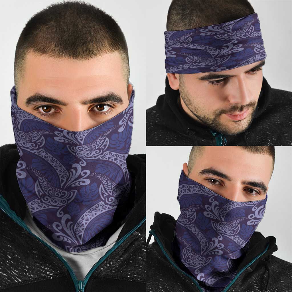 Deep Blue Monstera Neck Gaiter Polynesian Tribal Pattern LT01 - Polynesian Pride