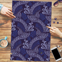 Deep Blue Monstera Puzzle Polynesian Tribal Pattern LT01 Blue - Polynesian Pride