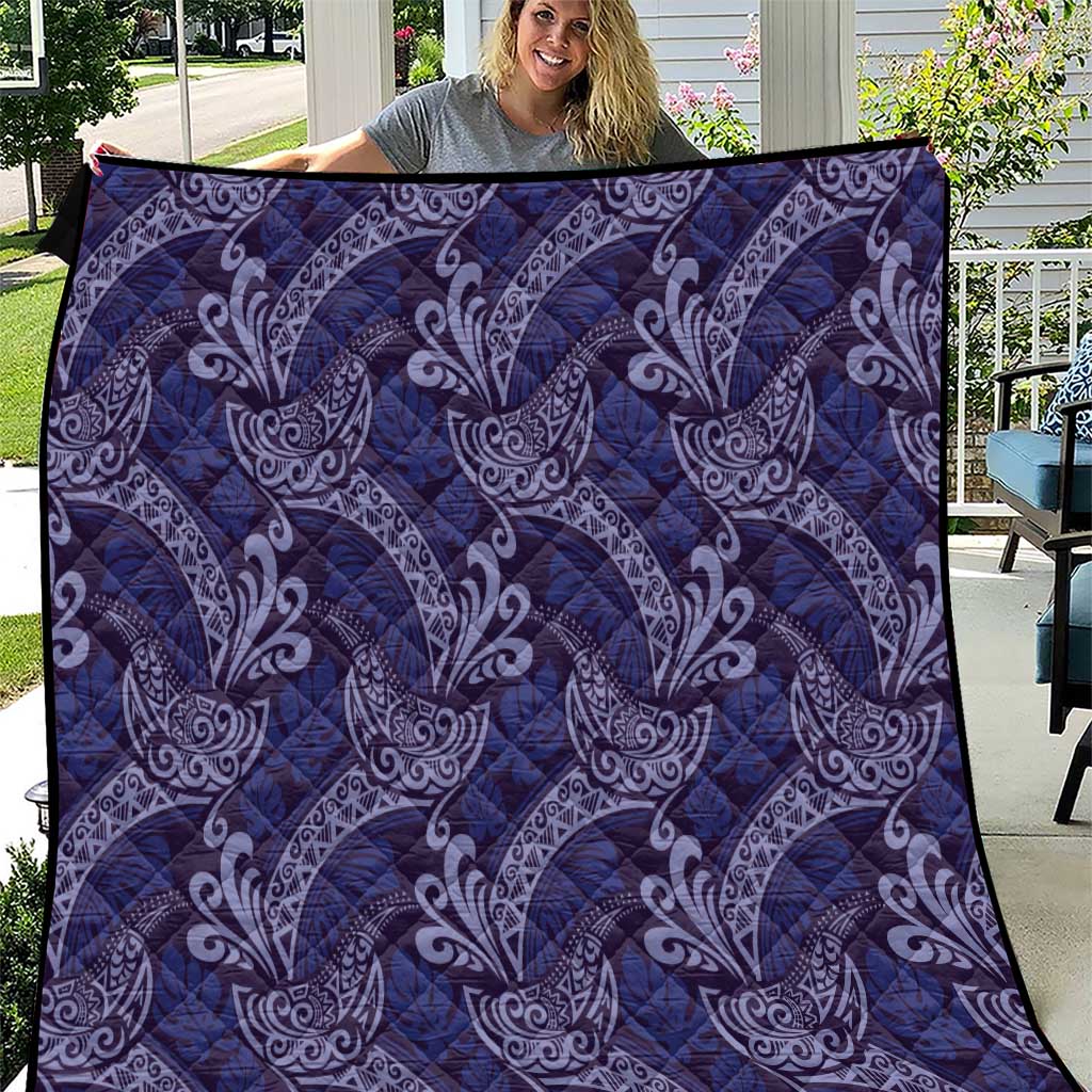 Deep Blue Monstera Quilt Polynesian Tribal Pattern LT01 Blue - Polynesian Pride