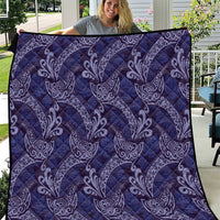 Deep Blue Monstera Quilt Polynesian Tribal Pattern LT01 Blue - Polynesian Pride