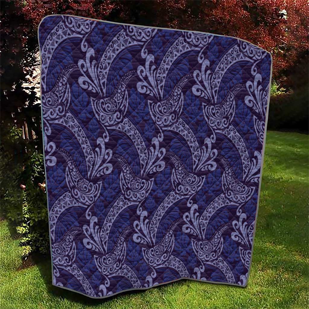 Deep Blue Monstera Quilt Polynesian Tribal Pattern LT01 - Polynesian Pride