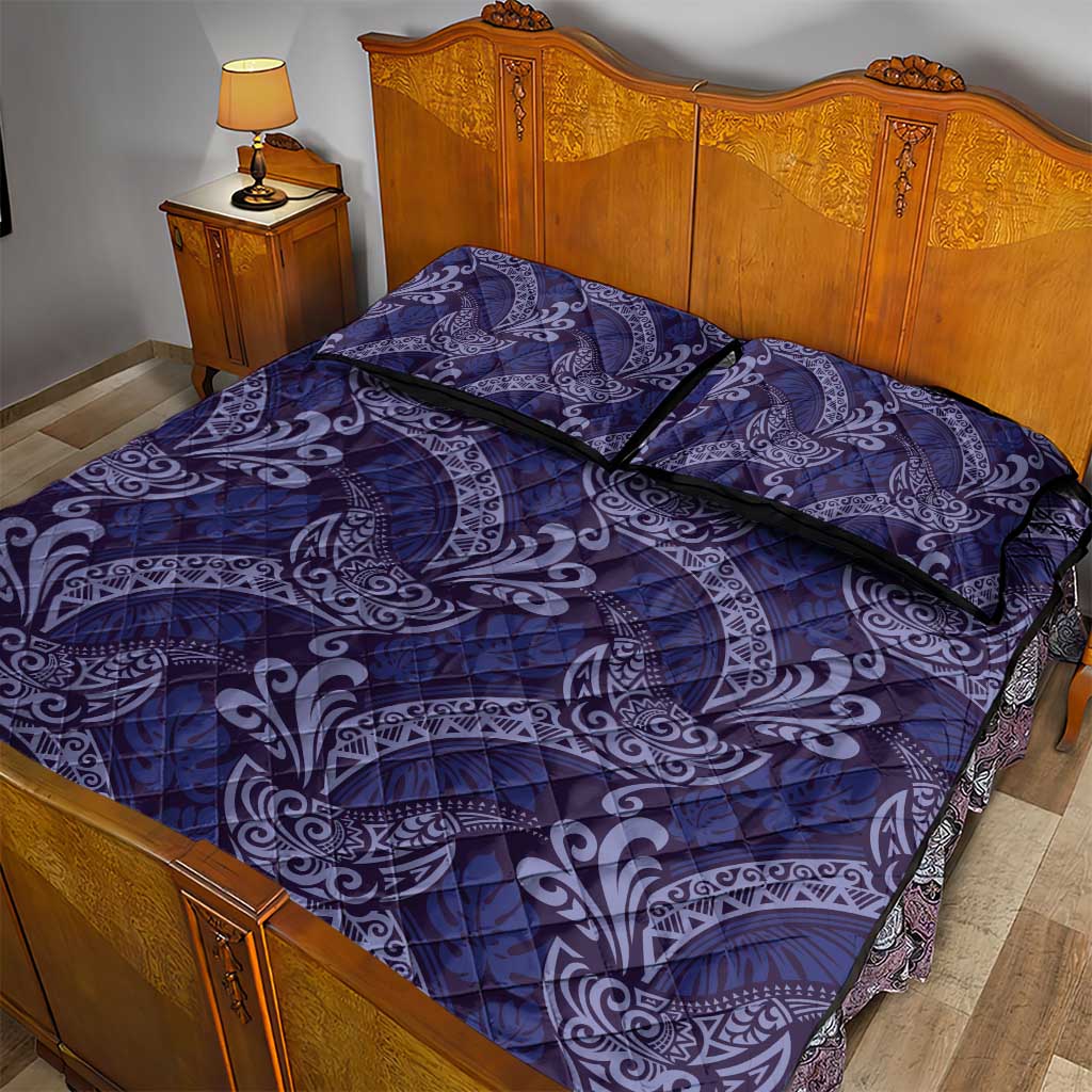Deep Blue Monstera Quilt Bed Set Polynesian Tribal Pattern LT01 - Polynesian Pride