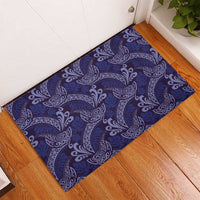 Deep Blue Monstera Rubber Doormat Polynesian Tribal Pattern LT01 - Polynesian Pride