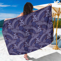 Deep Blue Monstera Sarong Polynesian Tribal Pattern LT01 One Size 44 x 66 inches Blue - Polynesian Pride