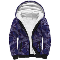 Deep Blue Monstera Sherpa Hoodie Polynesian Tribal Pattern LT01 Unisex Blue - Polynesian Pride