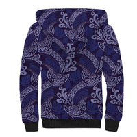 Deep Blue Monstera Sherpa Hoodie Polynesian Tribal Pattern LT01 - Polynesian Pride