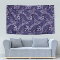 Deep Blue Monstera Tapestry Polynesian Tribal Pattern LT01 - Polynesian Pride