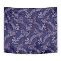 Deep Blue Monstera Tapestry Polynesian Tribal Pattern LT01 - Polynesian Pride