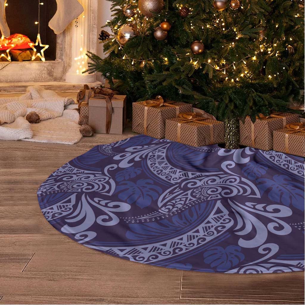 Deep Blue Monstera Tree Skirt Polynesian Tribal Pattern LT01 - Polynesian Pride