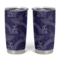 Deep Blue Monstera Tumbler Cup Polynesian Tribal Pattern LT01 Blue - Polynesian Pride