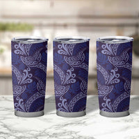 Deep Blue Monstera Tumbler Cup Polynesian Tribal Pattern LT01 - Polynesian Pride