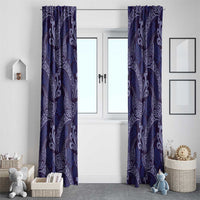 Deep Blue Monstera Window Curtain Polynesian Tribal Pattern LT01 - Polynesian Pride