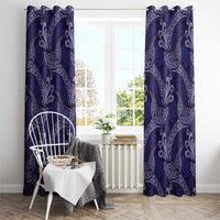 Deep Blue Monstera Window Curtain Polynesian Tribal Pattern LT01 - Polynesian Pride