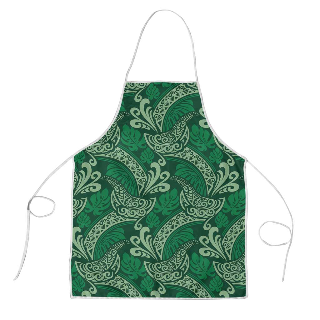Forest Green Monstera Apron Polynesian Tribal Pattern LT01 Green - Polynesian Pride