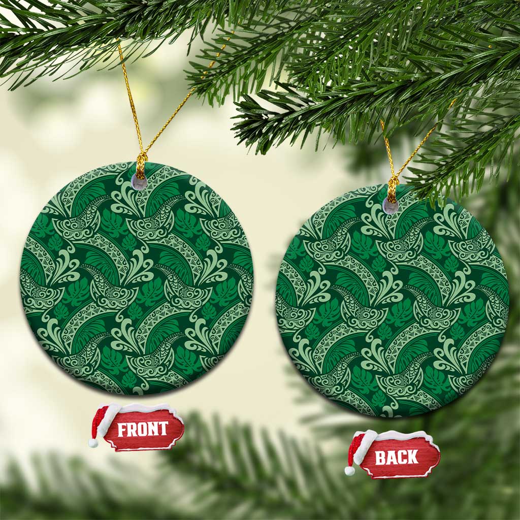 Forest Green Monstera Ceramic Ornament Polynesian Tribal Pattern LT01 Circle Green - Polynesian Pride