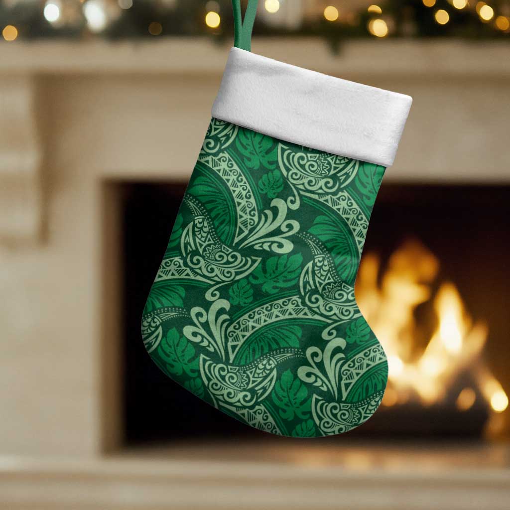 Forest Green Monstera Christmas Stocking Polynesian Tribal Pattern LT01 Set of 2 Green - Polynesian Pride