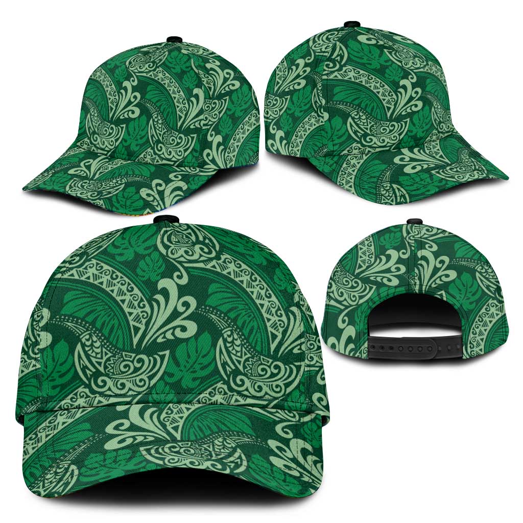 Forest Green Monstera Classic Cap Polynesian Tribal Pattern LT01 - Polynesian Pride