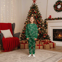 Forest Green Monstera Christmas Pajama Set Polynesian Tribal Pattern LT01 Kid Green - Polynesian Pride
