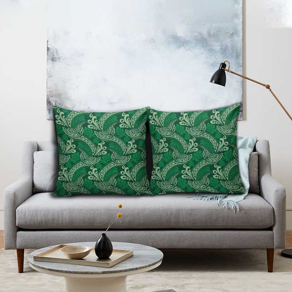 Forest Green Monstera Pillow Cover Polynesian Tribal Pattern LT01 - Polynesian Pride