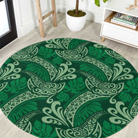 Forest Green Monstera Round Carpet Polynesian Tribal Pattern LT01 Green - Polynesian Pride
