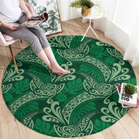 Forest Green Monstera Round Carpet Polynesian Tribal Pattern LT01 - Polynesian Pride