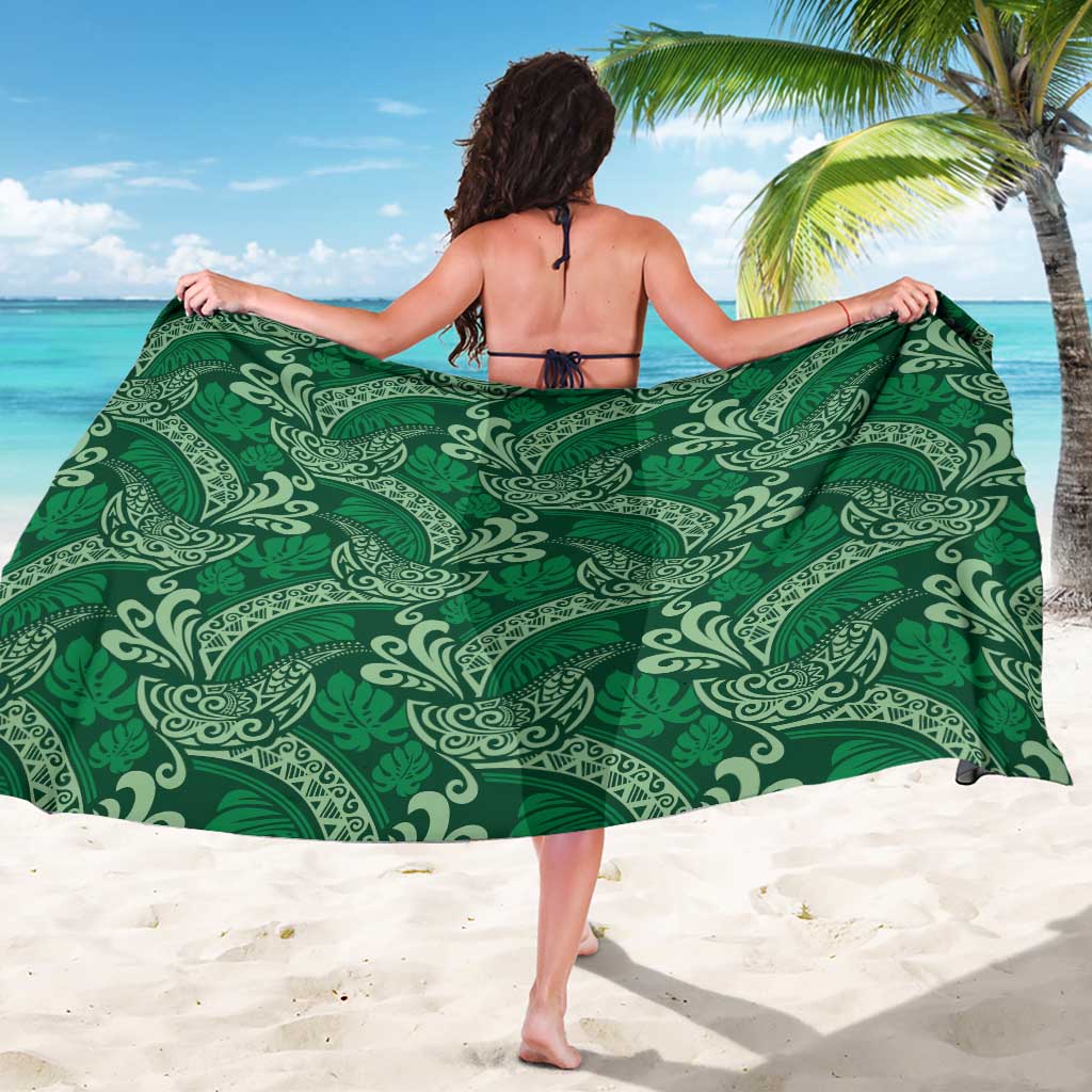Forest Green Monstera Sarong Polynesian Tribal Pattern LT01 - Polynesian Pride