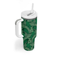 Forest Green Monstera Tumbler With Handle Polynesian Tribal Pattern LT01 - Polynesian Pride