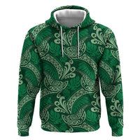 Forest Green Monstera Zip Hoodie Polynesian Tribal Pattern LT01 Pullover Hoodie Green - Polynesian Pride