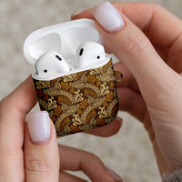 Brown Gold Monstera AirPods Case Polynesian Tribal Pattern LT01 - Polynesian Pride