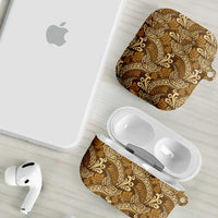 Brown Gold Monstera AirPods Case Polynesian Tribal Pattern LT01 - Polynesian Pride