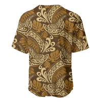 Brown Gold Monstera Baseball Jersey Polynesian Tribal Pattern LT01 - Polynesian Pride