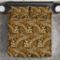 Brown Gold Monstera Bedding Set Polynesian Tribal Pattern LT01 Gold - Polynesian Pride