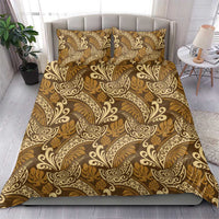 Brown Gold Monstera Bedding Set Polynesian Tribal Pattern LT01 - Polynesian Pride