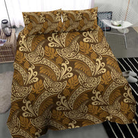 Brown Gold Monstera Bedding Set Polynesian Tribal Pattern LT01 - Polynesian Pride