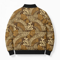 Brown Gold Monstera Bomber Puffer Jacket Polynesian Tribal Pattern LT01 - Polynesian Pride