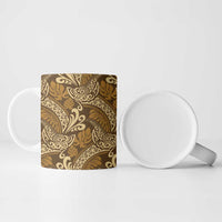 Brown Gold Monstera Ceramic Mug Polynesian Tribal Pattern LT01 - Polynesian Pride