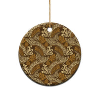 Brown Gold Monstera Ceramic Ornament Polynesian Tribal Pattern LT01 - Polynesian Pride