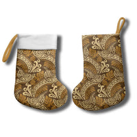 Brown Gold Monstera Christmas Stocking Polynesian Tribal Pattern LT01 - Polynesian Pride