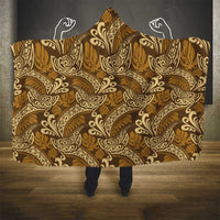 Brown Gold Monstera Hooded Blanket Polynesian Tribal Pattern LT01 - Polynesian Pride