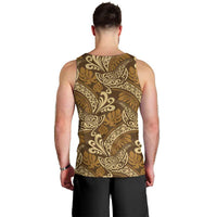 Brown Gold Monstera Men Tank Top Polynesian Tribal Pattern LT01 - Polynesian Pride